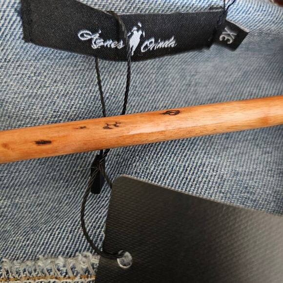 Agnes Orinda Denim Hoodie Jacket Blue / Grey Size 3X NWT - Picture 8 of 11